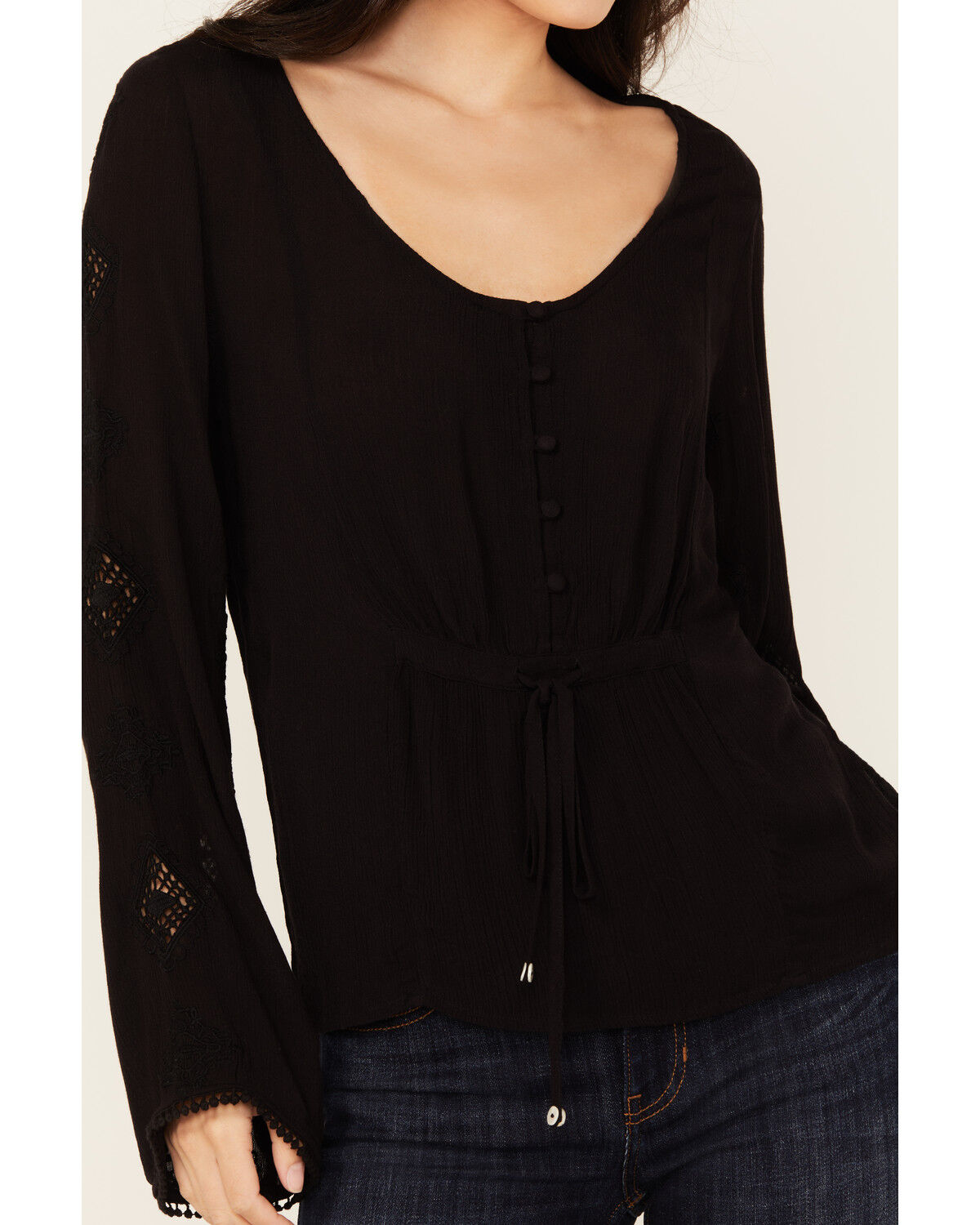 Image #3 - Idyllwind Women's Sharondale Embroidered Long Sleeve Button-Down Shirt, Black, hi-res