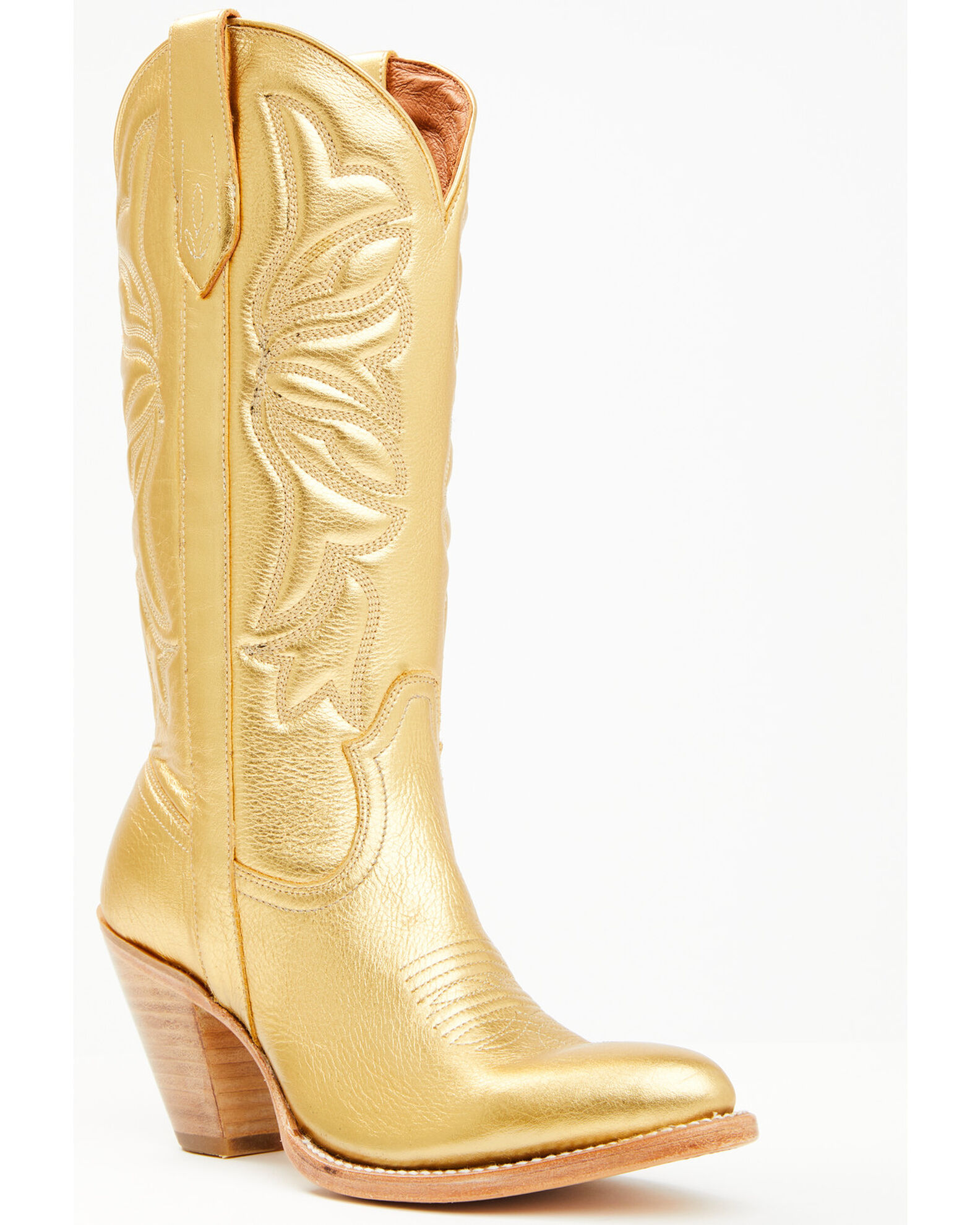 Women's gold cowboy top boots