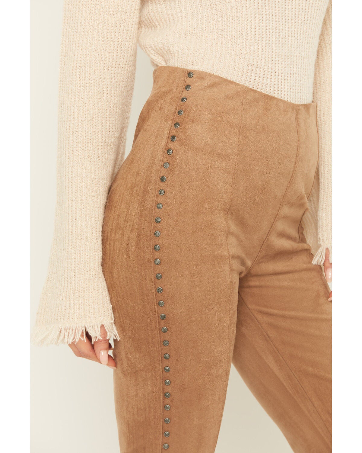 Image #2 - Shyanne Women's Faux Suede Studded Flare Pants, Coffee, hi-res