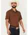 Image #2 - RANK 45® Men's Ridge Solid Short Sleeve Snap Performance Shirt, Rust Copper, hi-res