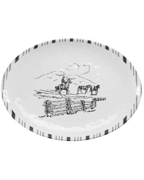 Image #6 - HiEnd Accents 14-Piece Ranch Life Melamine Dinnerware Set, Black/white, hi-res