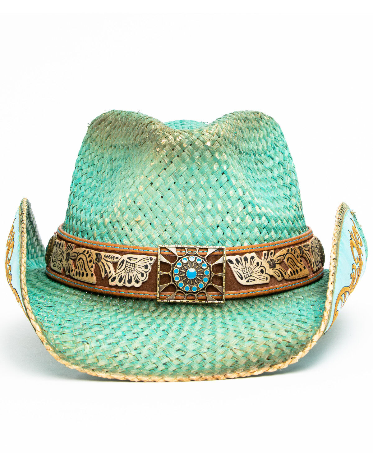 Image #4 - Shyanne Women's Cactus Flower Straw Cowboy Hat, Blue, hi-res