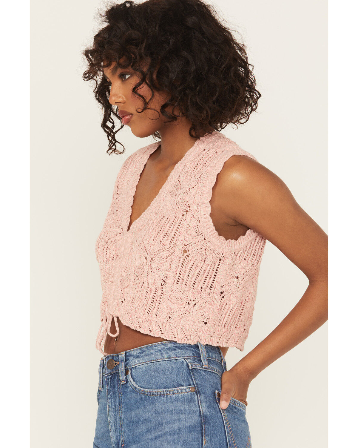 Image #2 - Shyanne Women's Metallic Cinch-Front Sweater Tank, Light Pink, hi-res