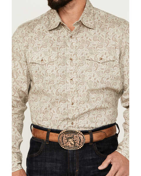 Image #3 - Wrangler 20X Men's Paisley Print Long Sleeve Snap Western Shirt, Sand, hi-res
