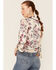 Image #3 - June & Hudson Women's Long Sleeve Satin Floral Tie Front Shirt, Cream, hi-res