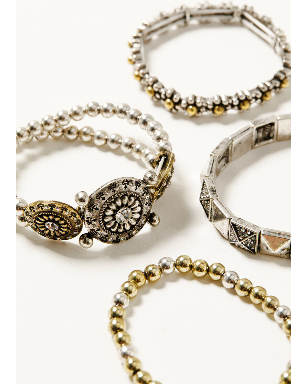 Image #3 - Shyanne Women's Desert Rose Antique Stretch Bracelet Set - 5 Piece, Gold, hi-res