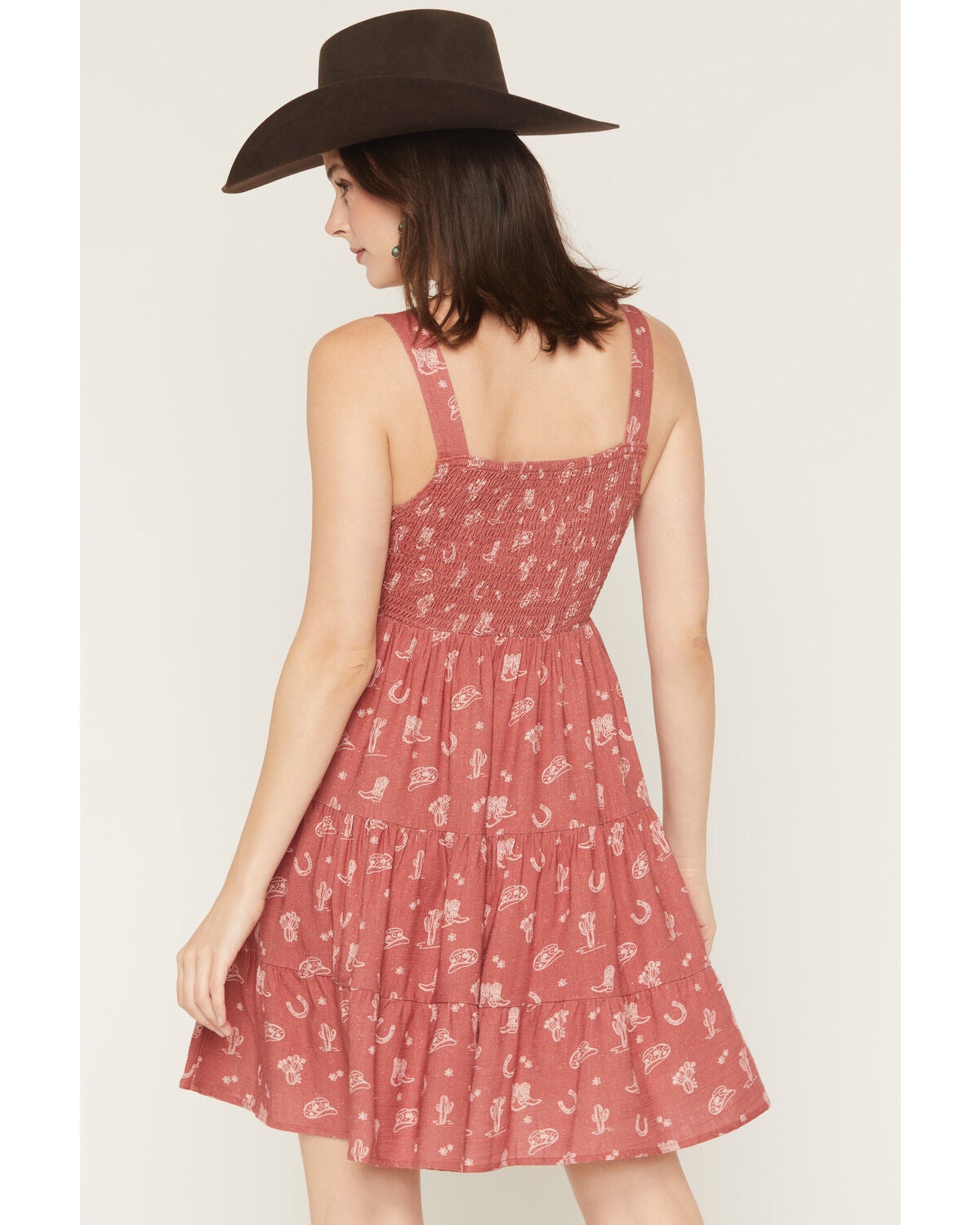 Image #4 - Wild Moss Women's Buckle Strap Western Print Mini Dress, Rust Copper, hi-res