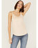 Image #1 - Shyanne Women's Faux Suede Lace Trim Taupe Cami, Taupe, hi-res
