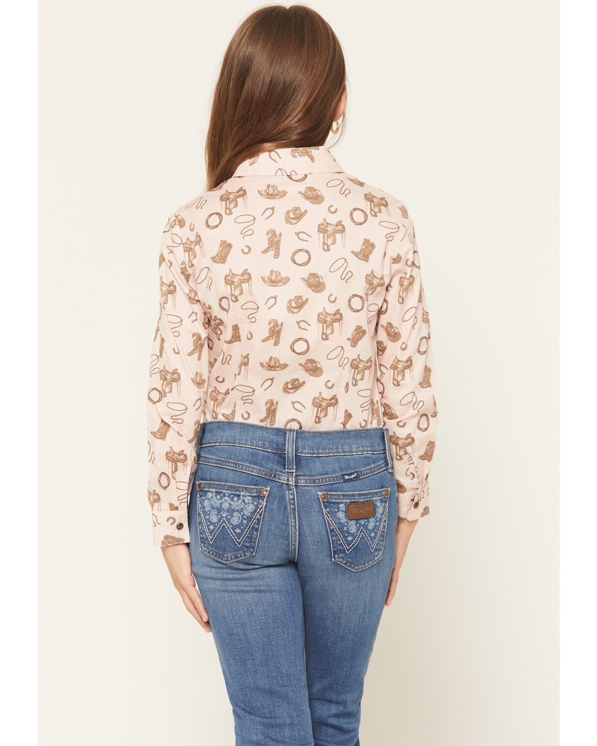 Image #4 - Cruel Girl Girls' Conversational Print Long Sleeve Snap Western Shirt, Pink, hi-res