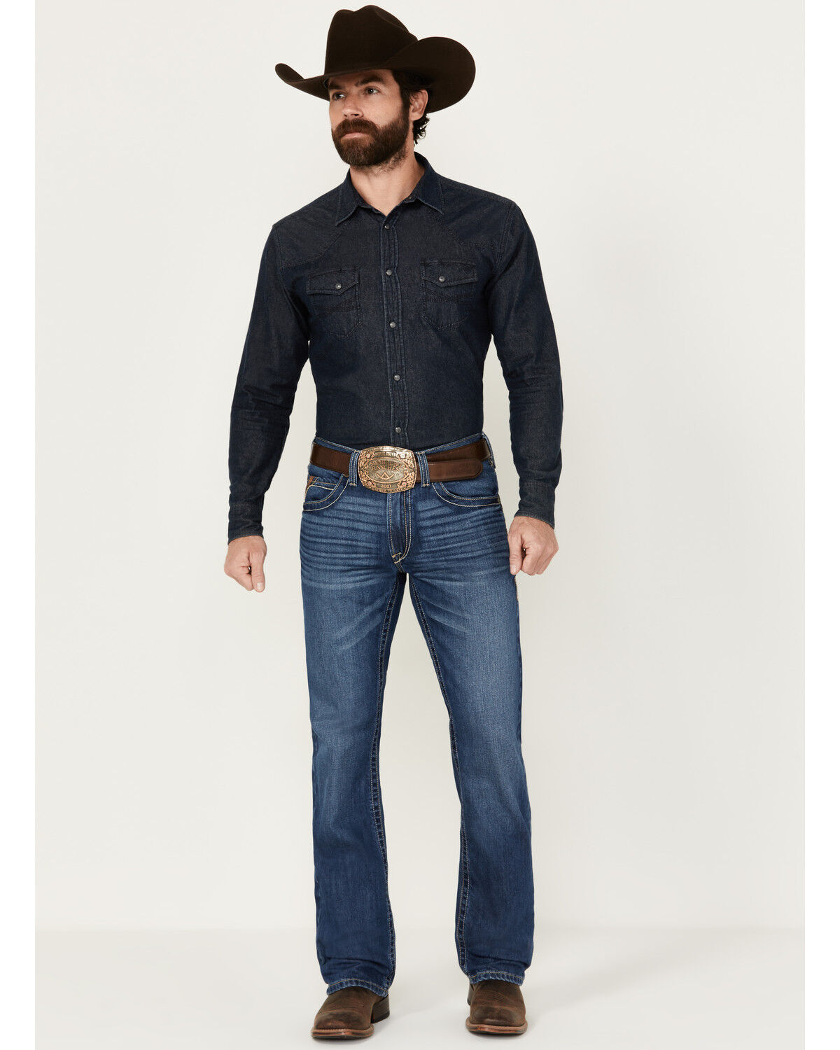 Image #1 - Ariat Men's M5 Medium Wash Pismo Bucklin Straight Denim Jeans, Medium Wash, hi-res