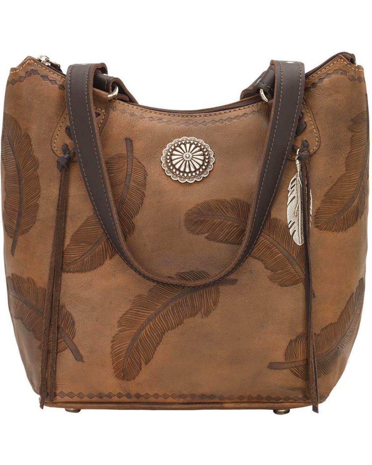 Image #1 - American West Women's Sacred Bird Bucket Tote, Distressed Brown, hi-res