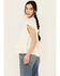 Image #2 - Miss Me Women's Sleeveless Ruffle Hem Top, Ivory, hi-res