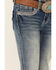 Grace In LA Girls' Border Stitched Embellishment Pocket Bootcut Jeans , Blue, hi-res