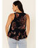 Image #4 - Patrons Of Peace Women's Floral Print Ruffle Trim Tank Top, Black, hi-res