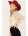 Image #2 - Sadie & Sage Women's Cham Afterglow Metallic Floral Print Crop Top, Off White, hi-res