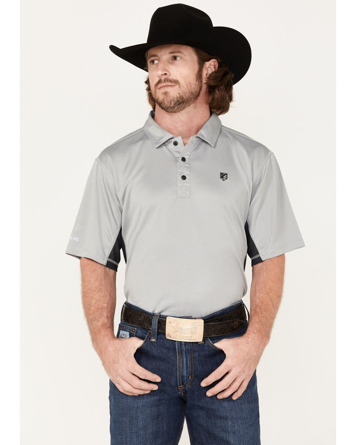 Image #1 - RANK 45® Men's Solid Renegade Performance Short Sleeve Polo Shirt, Charcoal, hi-res