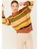 Very J Women's Striped Fuzzy Knit Sweater , Rust Copper, hi-res