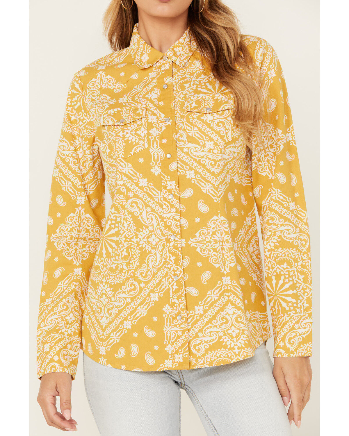 Image #3 - Cotton & Rye Women's Bandana Print Long Sleeve Pearl Snap Western Shirt, , hi-res
