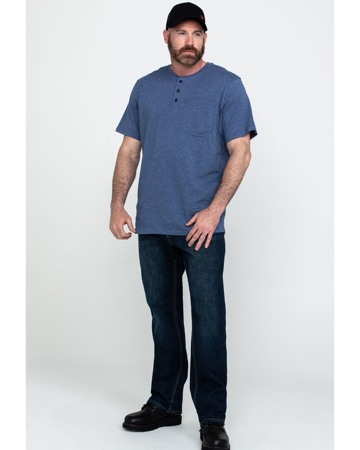 Image #6 - Hawx Men's Pocket Henley Short Sleeve Work T-Shirt - Tall, Heather Blue, hi-res