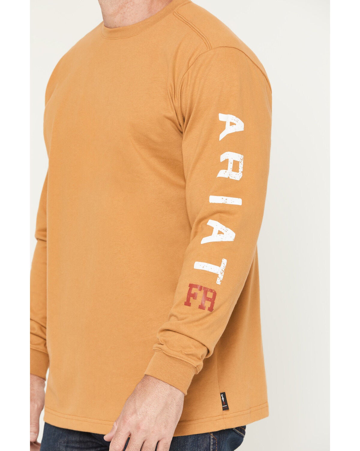 Image #3 - Ariat Men's FR Roughneck Skull Logo Long Sleeve Graphic Work Shirt, Mustard, hi-res