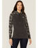 Image #1 - Hooey Women's Rope Like A Girl Bandana Print Pullover Hoodie Sweatshirt, Charcoal, hi-res