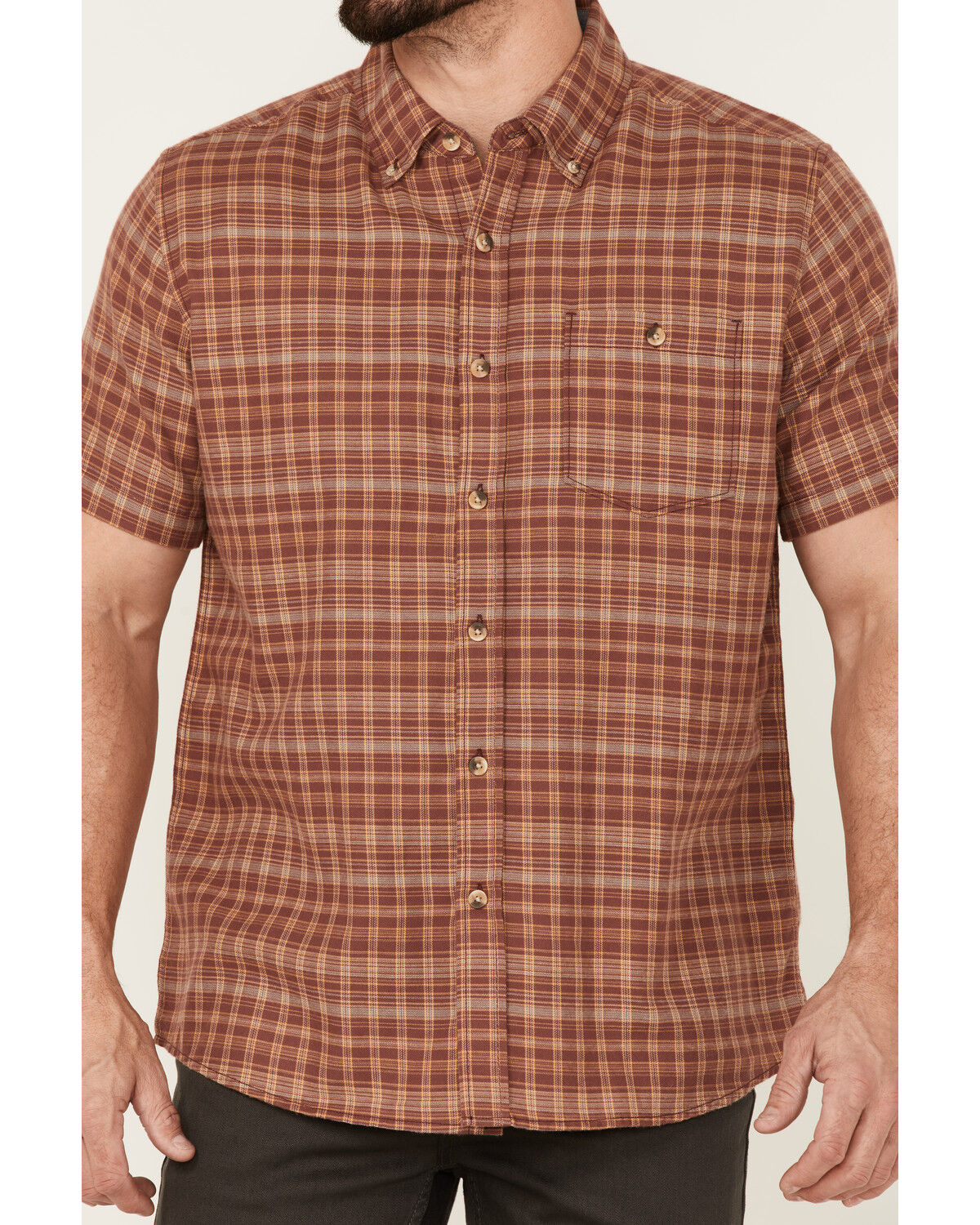 Image #3 - North River Men's Cozy Cotton Small Plaid Short Sleeve Button-Down Western Shirt, Red, hi-res