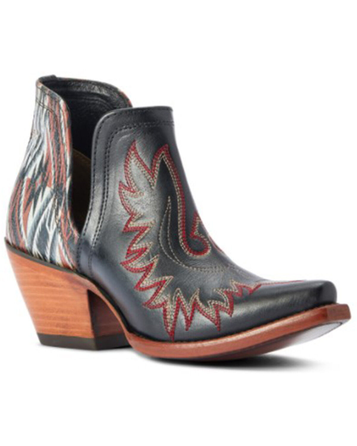 Image #1 - Ariat Women's Dixon Chimayo Cash Roja New Mexico Print Western Booties - Snip Toe, Black, hi-res