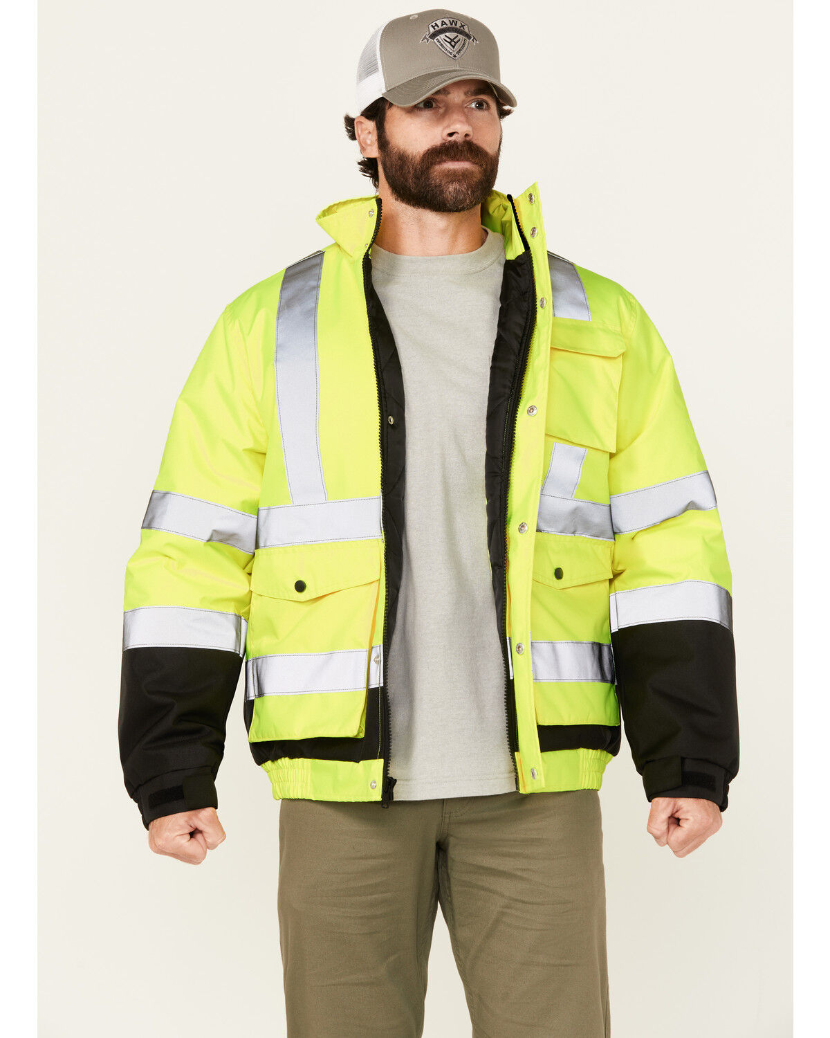 Image #1 - Hawx Men's Hi-Vis Bomber Jacket, Yellow, hi-res