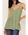 Image #3 - Cleo + Wolf Women's Smocked Button Front Woven Tank Top , Loden, hi-res