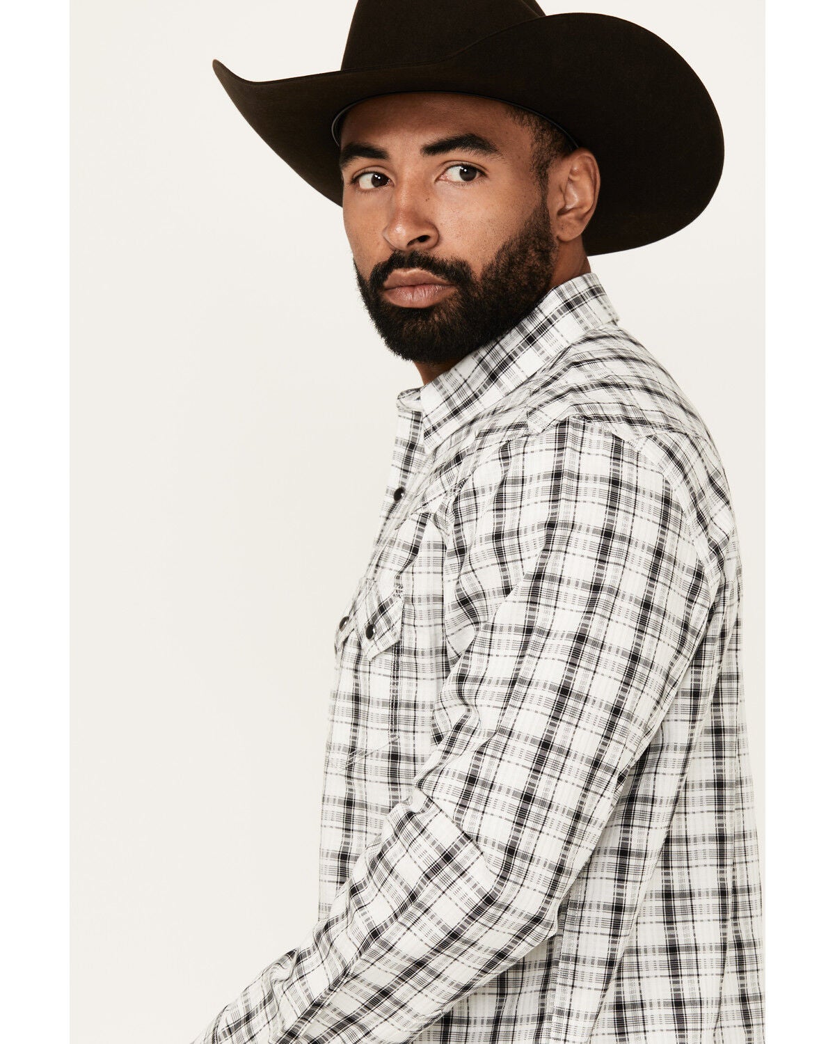 Image #2 - Moonshine Spirit&reg; Men's Traveler Plaid Print Long Sleeve Snap Western Shirt, White, hi-res