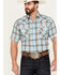 Image #1 - Ely Walker Men's Plaid Print Short Sleeve Pearl Snap Western Shirt, Aqua, hi-res