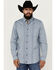 Image #1 - Cody James Men's Buckle Up Chambray Striped Button-Down Long Sleeve Stretch Western Shirt , Light Blue, hi-res