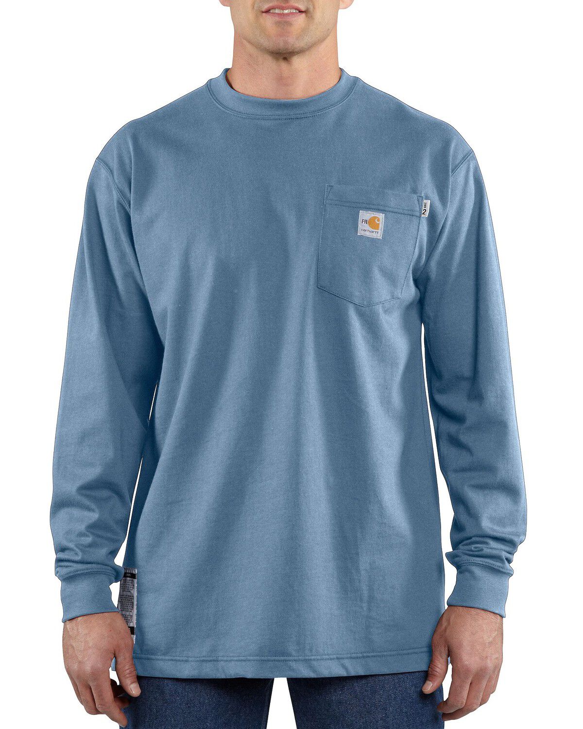 Image #1 - Carhartt Men's FR Solid Long Sleeve Work Shirt - Big & Tall, Med Blue, hi-res