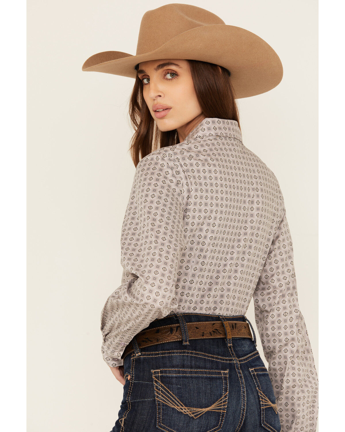 Image #4 - Cinch Women's Medallion Print Long Sleeve Button-Down Stretch Western Shirt, Light Purple, hi-res