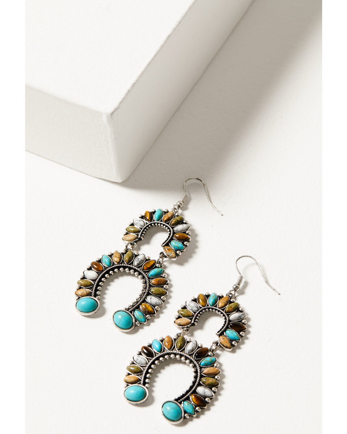 Image #1 - Shyanne Women's Bisbee Stacked Horseshoe Earrings, Silver, hi-res