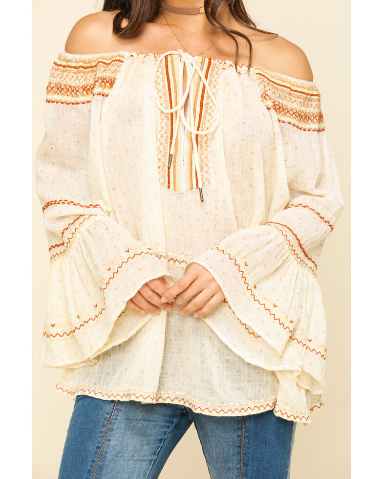 Free People Women's Talia Embroidered Blouse, Ivory, hi-res