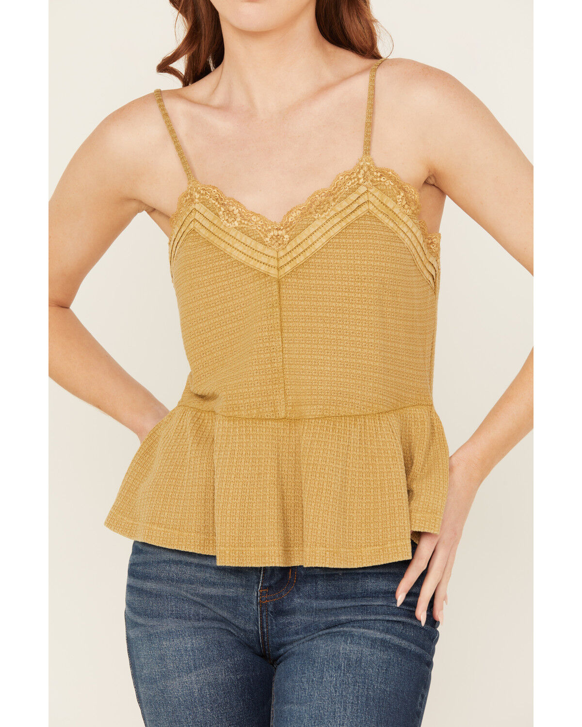 Image #3 - Cleo + Wolf Women's Drop Needle Rib Strappy Tank Top, Bronze, hi-res