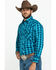 Image #3 - Wrangler Silver Edition Men's Teal Checotah Geo Print Long Sleeve Western Shirt, , hi-res