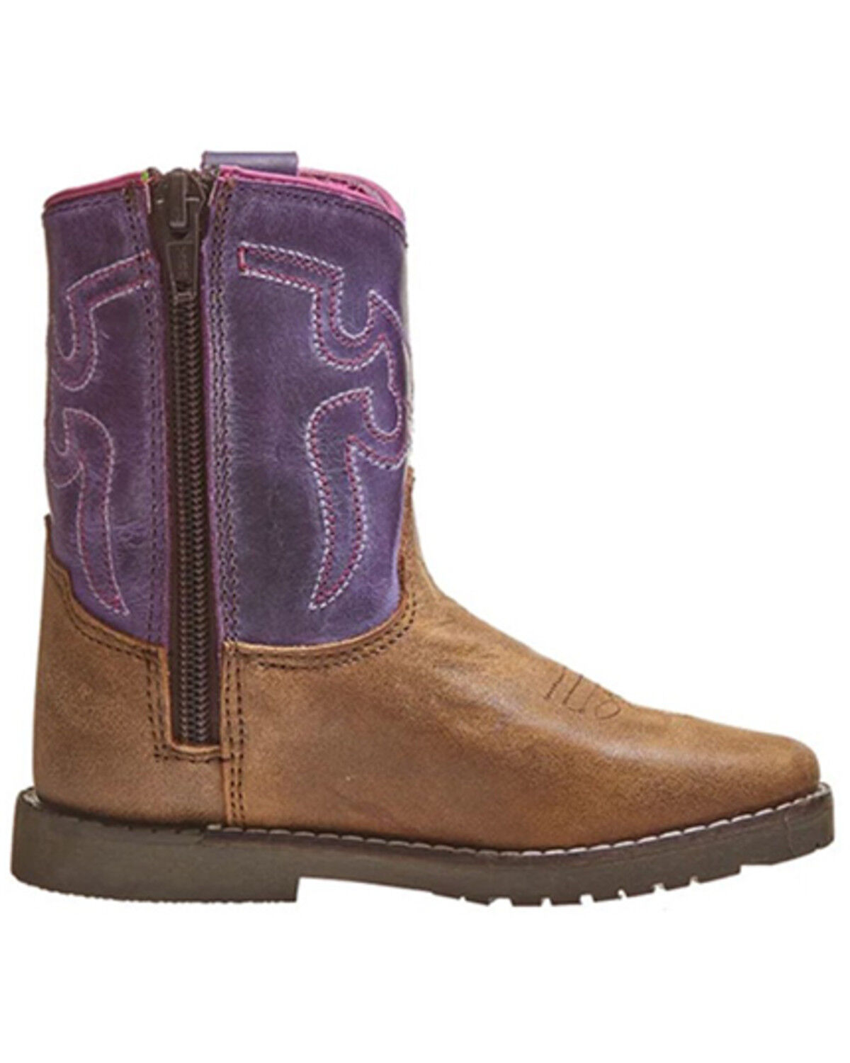 Image #2 - Smoky Mountain Toddler Girls' Autry Western Boots - Broad Square Toe, Purple, hi-res