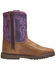 Image #2 - Smoky Mountain Toddler Girls' Autry Western Boots - Broad Square Toe, Purple, hi-res