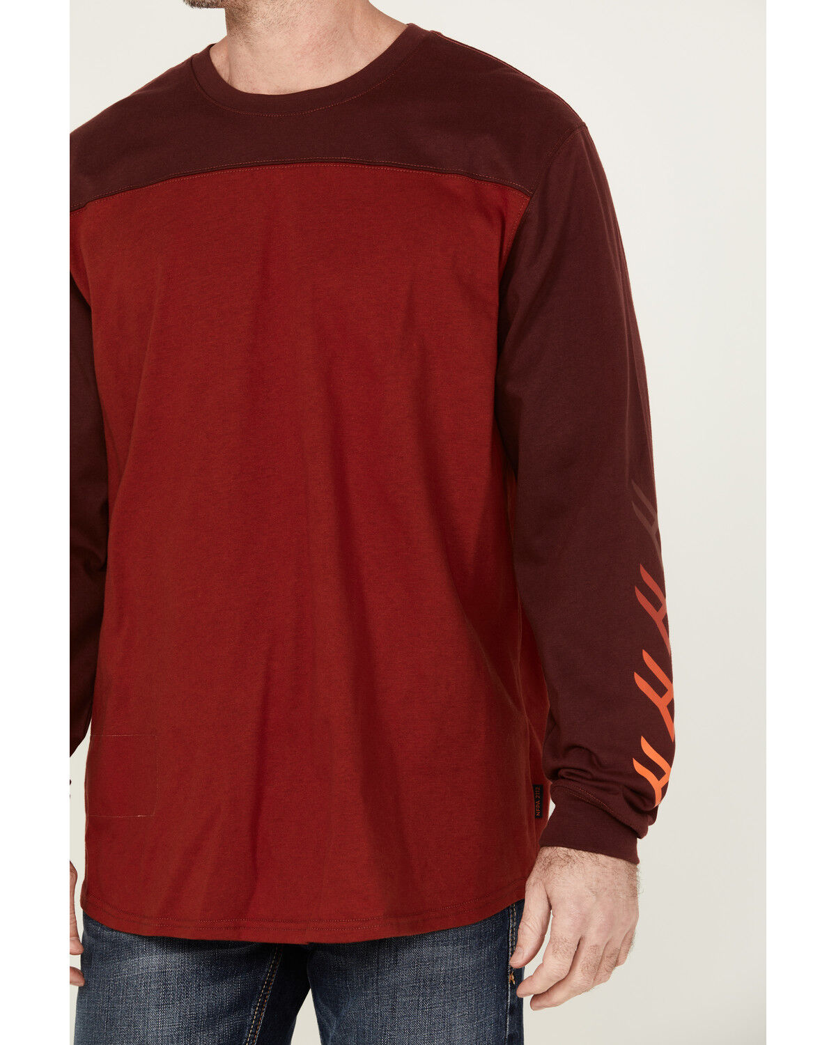 Image #3 - Hawx Men's FR Color Block Long Sleeve Graphic Work T-Shirt, Red, hi-res