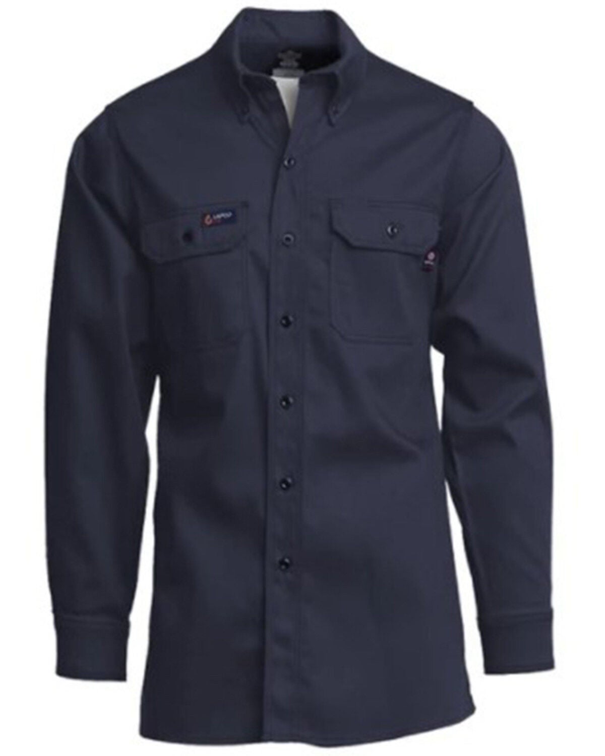 Image #1 - Lapco Men's FR Solid Long Sleeve Button-Down Work Shirt - Big, Navy, hi-res