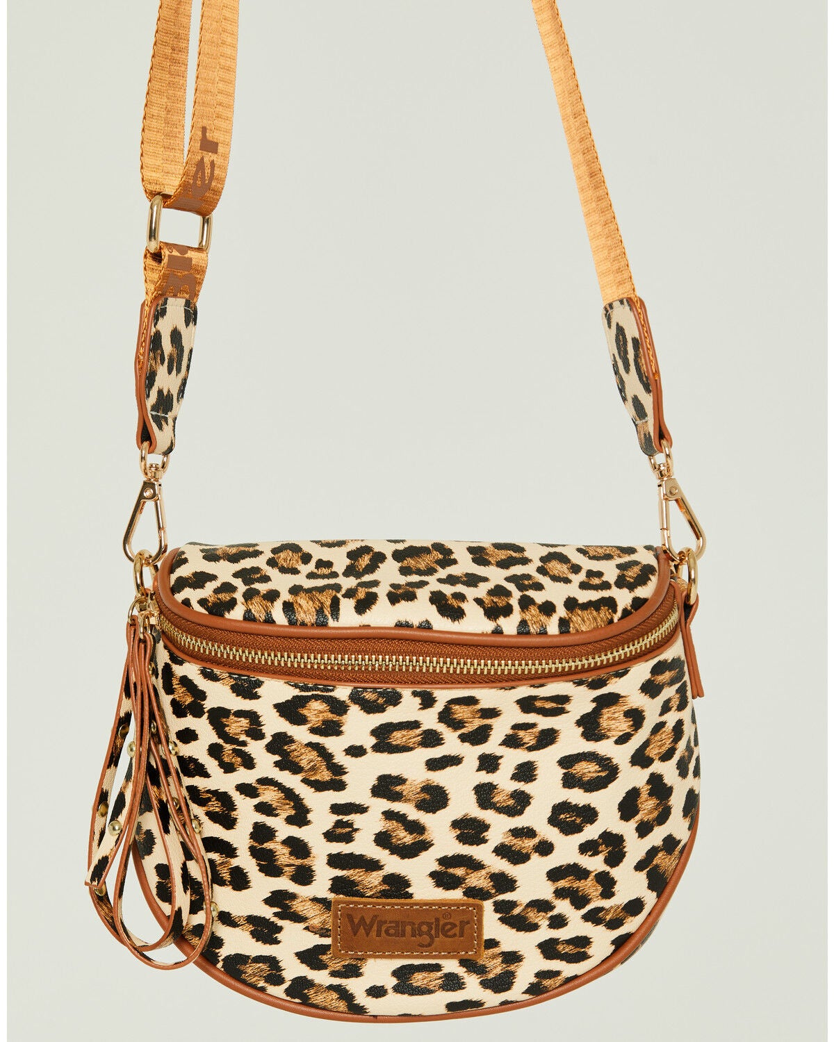 Image #2 - Wrangler Women's Boot Barn Exclusive Leopard Print Round Fanny Pack, Brown, hi-res