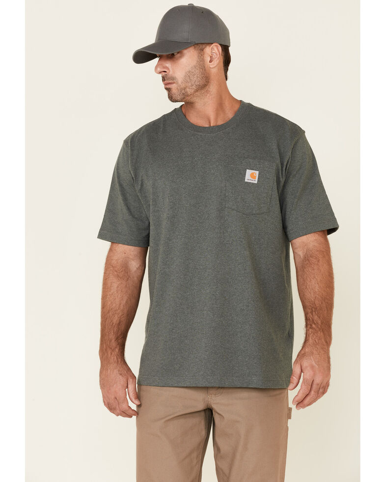 Carhartt Men's Loose Heavyweight Short Sleeve Work Pocket T-Shirt , Heather Green, hi-res