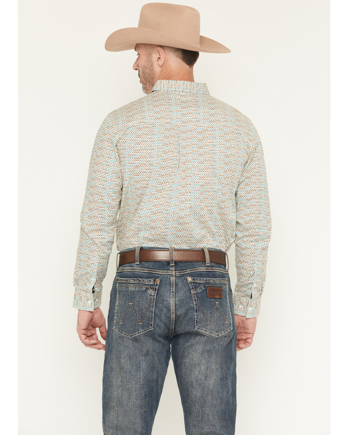 Image #4 - RANK 45® Men's Six Shooter Geo Print Long Sleeve Button-Down Stretch Western Shirt, White, hi-res