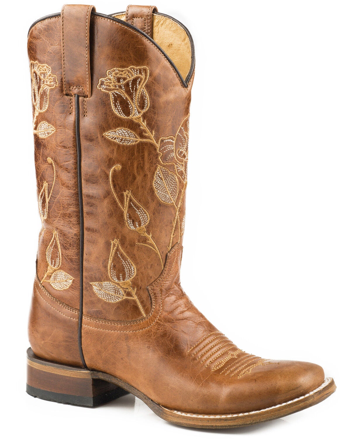 Roper Women's Desert Rose Embroidered Western Boots - Square Toe, Brown, hi-res