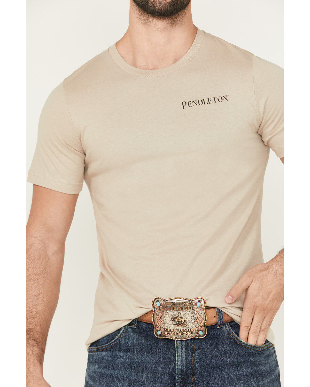 Image #4 - Pendleton Men's Logo Short Sleeve Graphic T-Shirt, Tan, hi-res