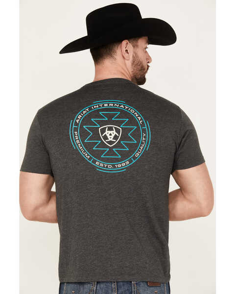 Image #4 - Ariat Men's Southwestern Print Logo Short Sleeve Graphic T-Shirt, Charcoal, hi-res