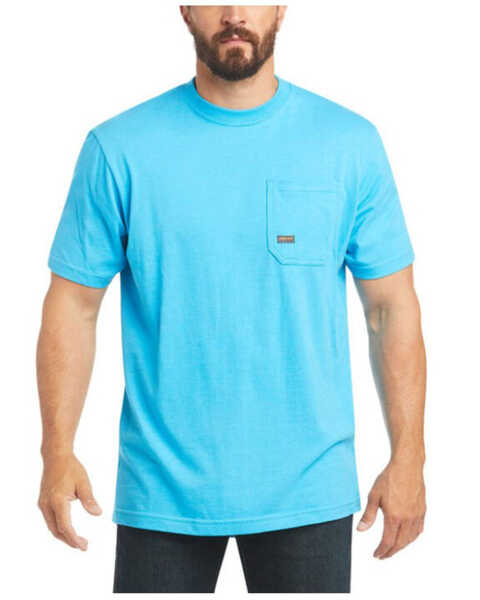 Image #1 - Ariat Men's Heather Turquoise Rebar Cotton Strong American Raptor Graphic Work T-Shirt, Turquoise, hi-res