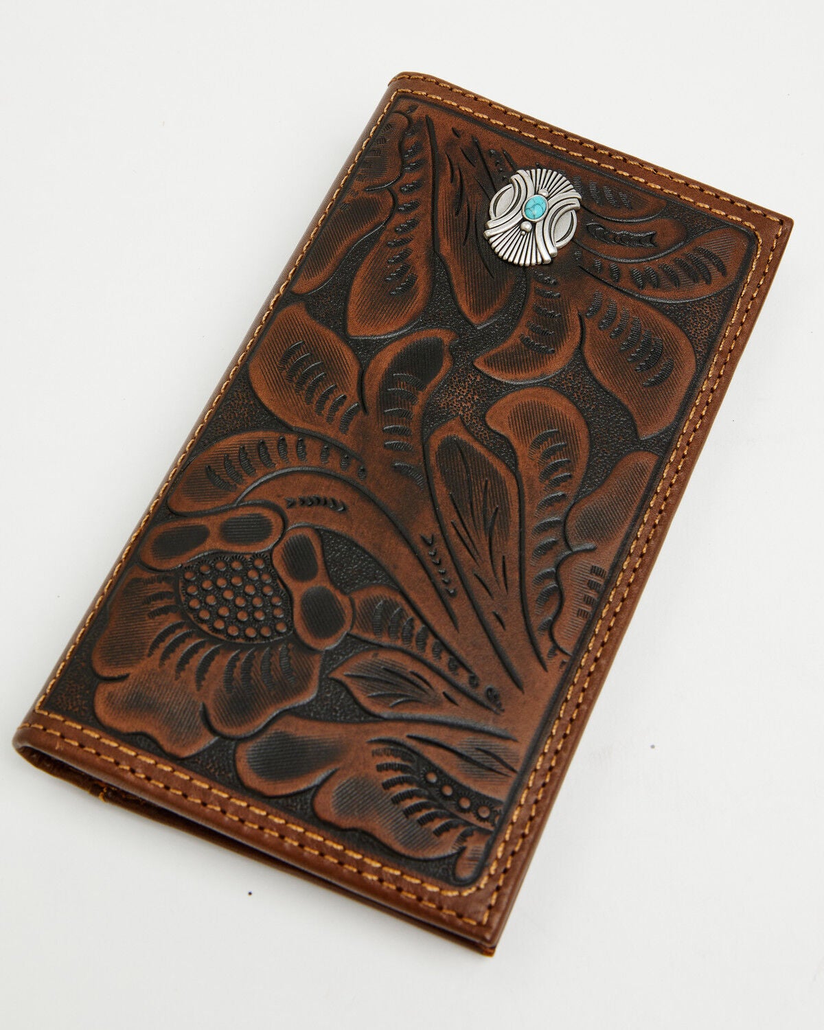 Cody James Men's Prescott Tooled Leather Concho Bifold Rodeo Wallet, Brown, hi-res